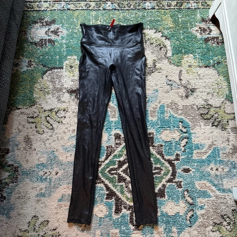 SPANX Faux Leather High Rise Black Leggings S M Multiple Available